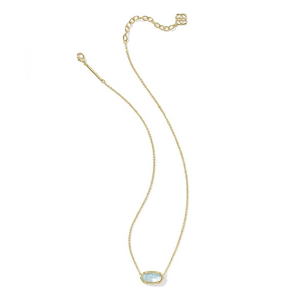 Elisa Gold Pendant Necklace in Light Blue Illusion Kendra Scott